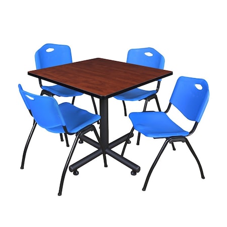 Kobe Kobe Square Table & Chair Set, Wood, Metal, Plastic Top, Cherry TKB3636CH47BE